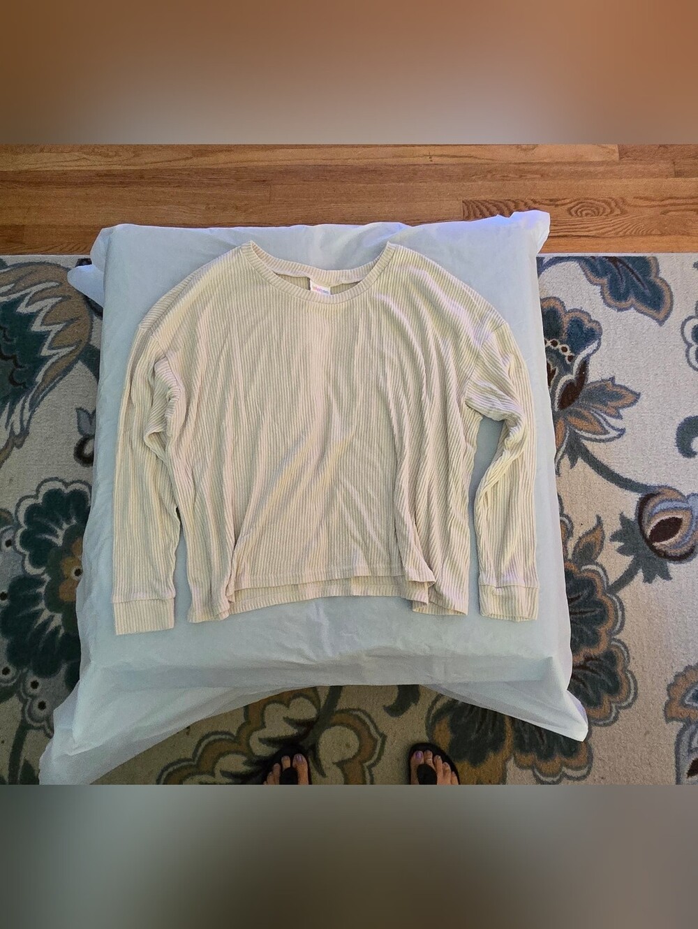 LuLaRoe Holly Cream Ribbed Pajama/Lounge Set
